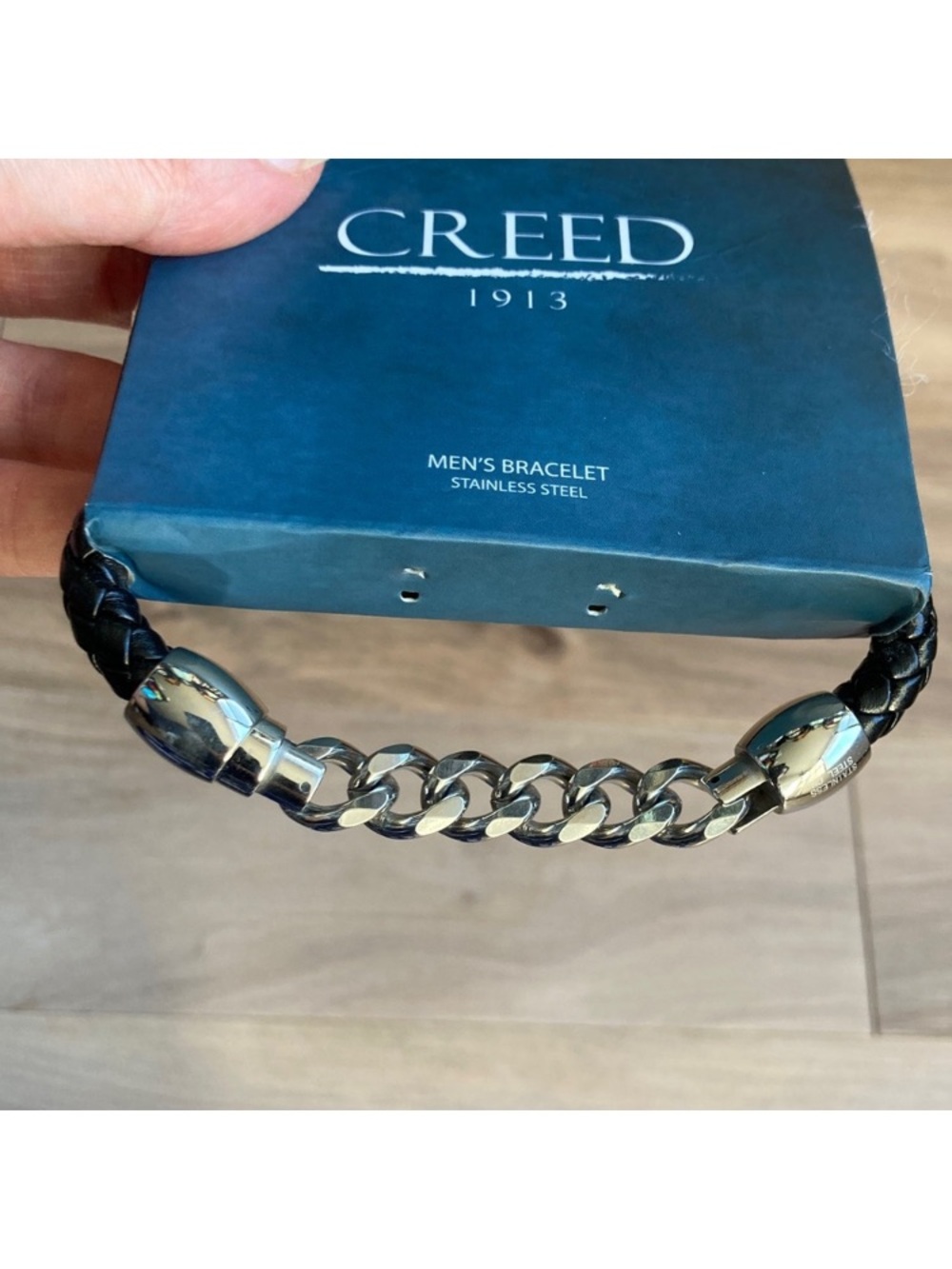 Creed Stainless Steel chain and braided Black Bracelet